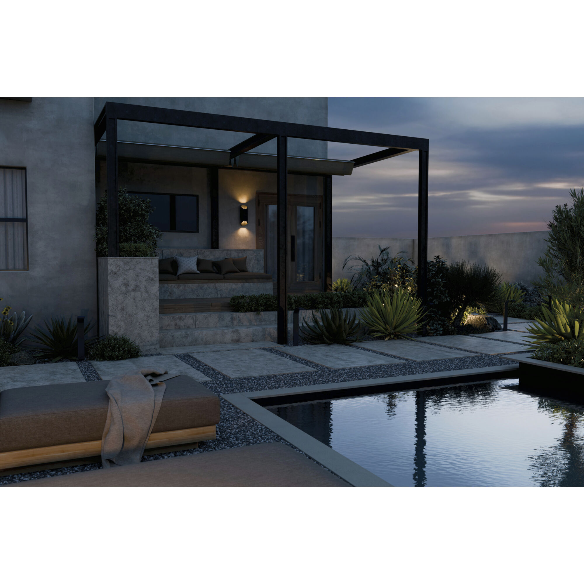 Independence 12 AC/DC 2.75 watt Textured Black Curved Path Light in 3000K